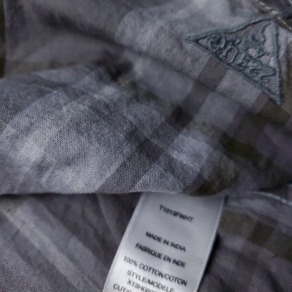Guess Jeans Pearl Snap Shirt Mens M Medium Long Sleeve Gray Button Cotton USA - Picture 8 of 8